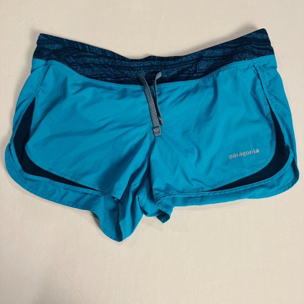 Patagonia Strider Running Shorts Turquoise Blue Womens Medium 24652 FA16